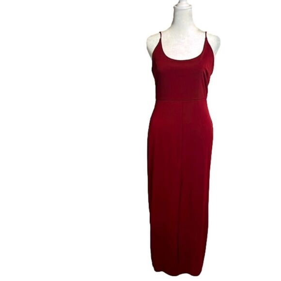 LUSH NWT high front slit slip dress burgundy - small - Picture 1 of 9